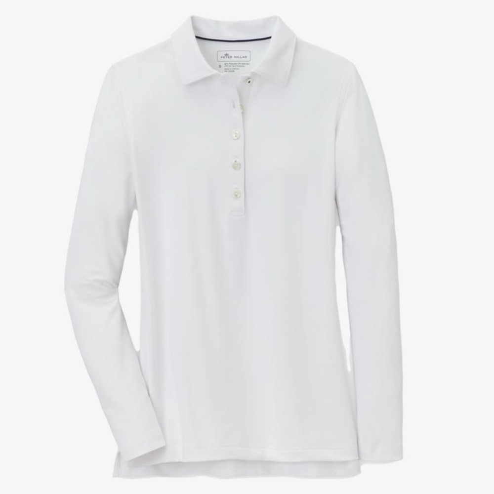 Peter Millar Women's Long Sleeve White Polo